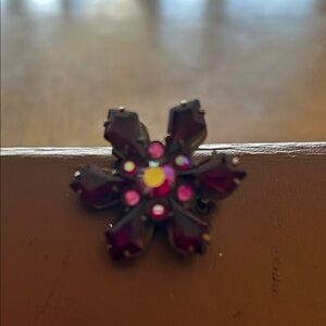 Sorrelli Purple and Pink Crystal Floral Brooch